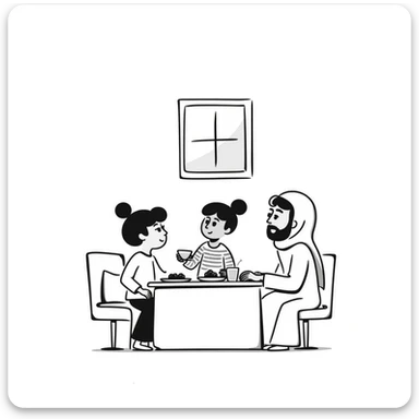 Muslim family waking up for early morning meal during Ramadan sticker