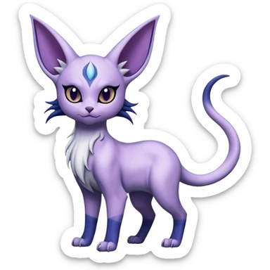 Dusky Purple-Navy Velvet-Coated Shadow-Striated Elegant Feline Absol-Espeon-hybrid-creature (full body) sticker