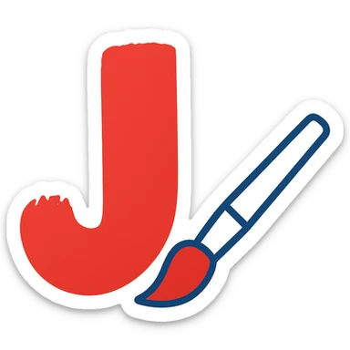 red paint strike in a J shape, flat color clip art style, minimal sticker