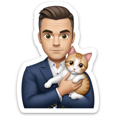 Robbie Williams holding a cat  sticker