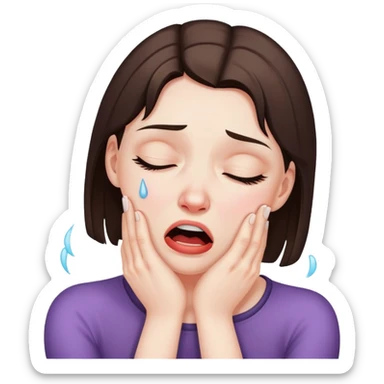 brunette white girl strangling herself and crying  sticker