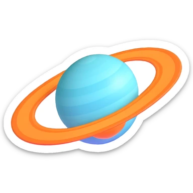 blue planet Uranus with rings sticker