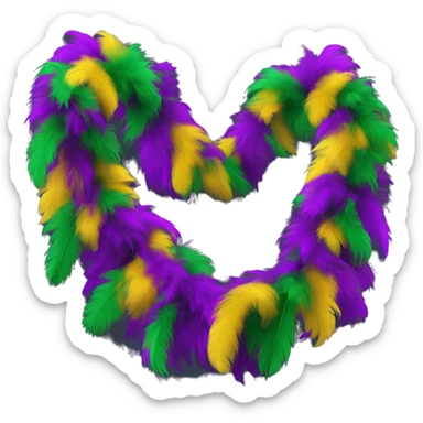 Realistic isolated single stretched out mardi gras color feather boa. sticker