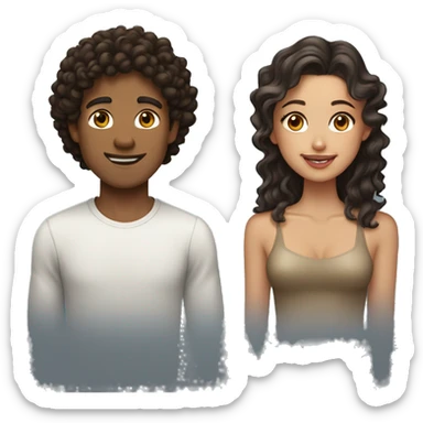 guy with dark curly hair and tan skin loves a girl with light skin and wavy brown hair  sticker