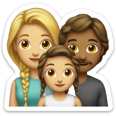 Two girls mother father white family sticker