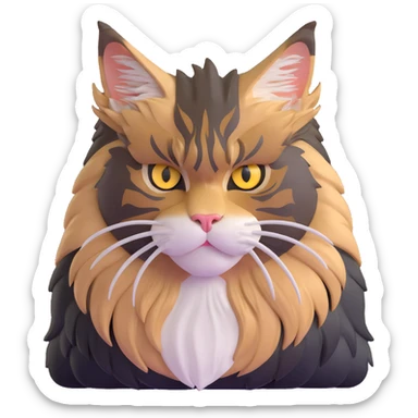 adorable yet majestic maine coon cat with fierce eyes and fluffy mane sticker
