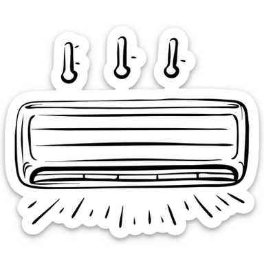 Hand-drawn air conditioner with temperature symbols sticker