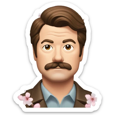 Ron Swanson Leslie Knope cherry blossoms  sticker