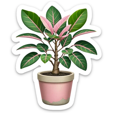 ficus elastica tineke rubber plant in cement pot sticker