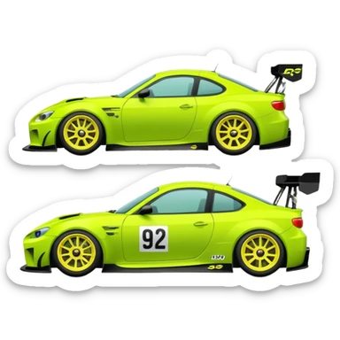 Emoji pack for R2 motorsport company, drift builds, motorsport parts, lime theme, just text on image sticker