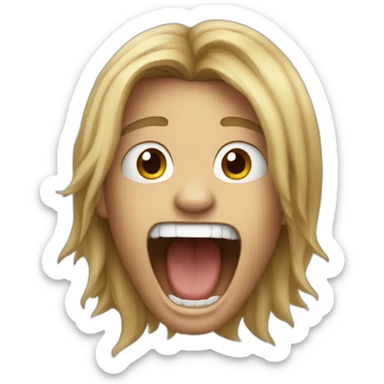 screaming boy with long hair brun sticker