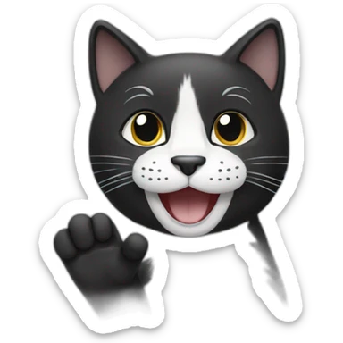 Black-and-white-cat-high-fiving sticker