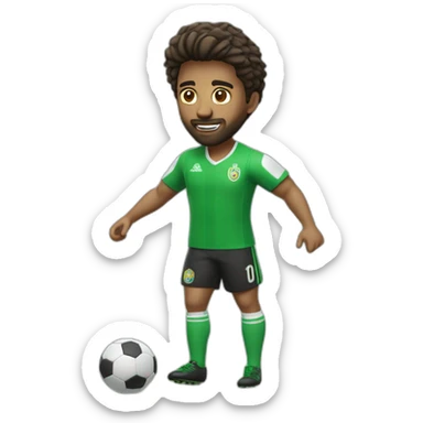 futbolista con balón pies y camiseta verde jugando piel blanca y pelo verde sticker