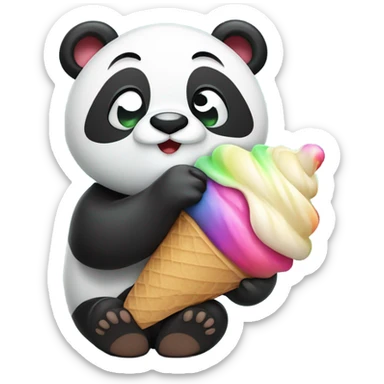Panda eating ice cream sticker
