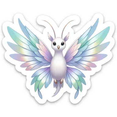  Iridescent white pale wings-ears, fairy-like-fakemon-creature  sticker