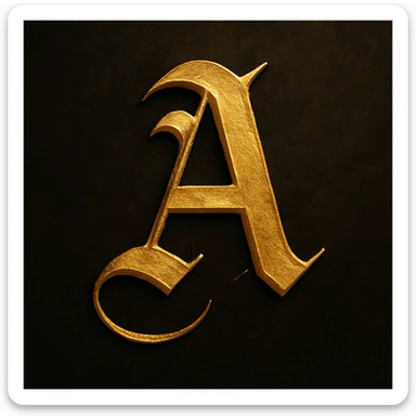 Letter A in gold gothic sticker