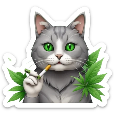 Un gato fumando un porro sticker
