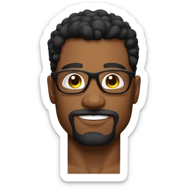 Bodybuilder pelo negro sin barba sin bigote cuerpo entero con gafas sticker