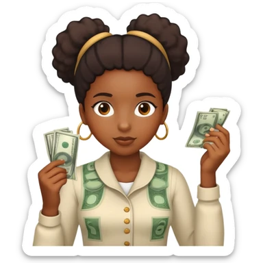 Black girl counting money  sticker