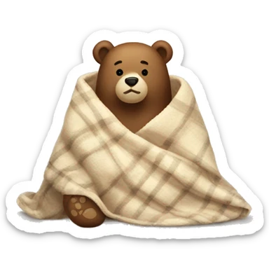 bear cozy in blanket sticker