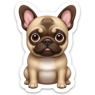 Dark Brown (pug crossed with french bulldog) dog I'd like a 3D emoji sticker