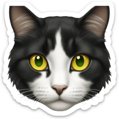 long hair tuxedo cat with yellow/green eyes  sticker