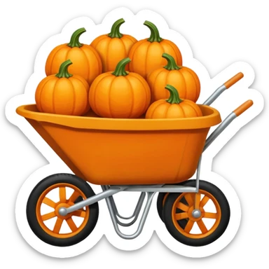 Mini pumpkins in a wheelbarrow sticker