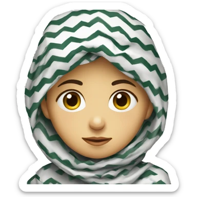 A sad Palestinian child wearing a keffiyeh sticker