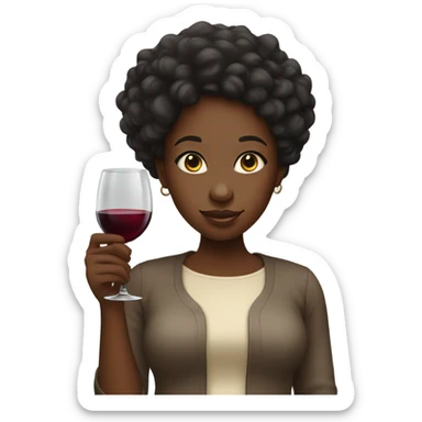 Black girl holding a glass of wine sticker