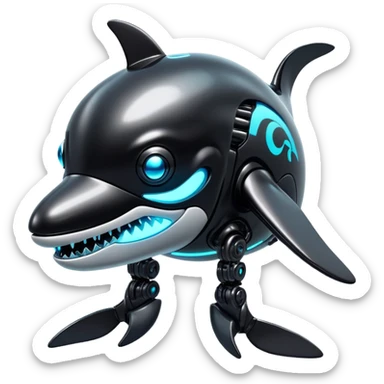 tubby black cyberpunk orca robot sticker