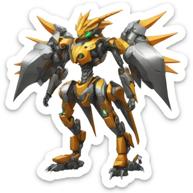 a futuristic mechanical spiky Medabot-Dragon full body sticker