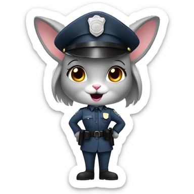 grey girl rabbit police sergeant sticker