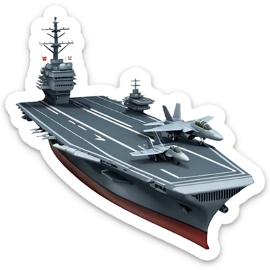 an aircraft carrier with fighter jets sticker