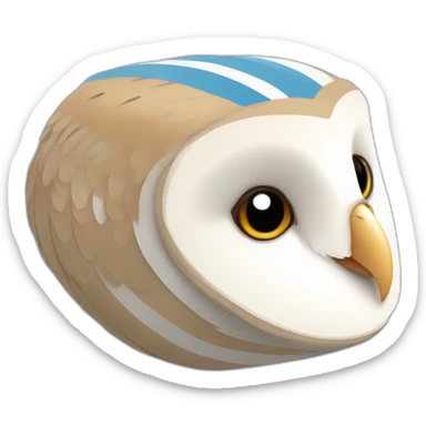 Barn Owl with bright blue and white stripes sticker
