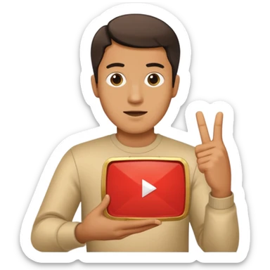 a man holding youtube golden play button sticker