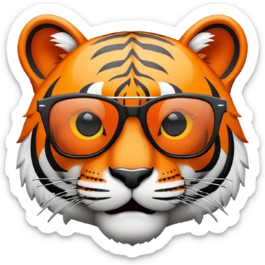 tiger face with dark lens wayfarer sunglasses, cool expression sticker