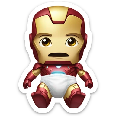 Iron man in a baby diaper sticker