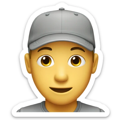 baseball cap, grey sticker