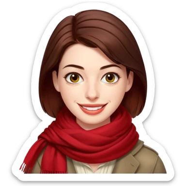 Anne Hathaway with red scarf sticker