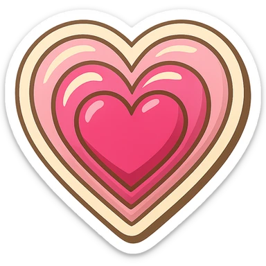 Recreate an image of three nested pink hearts, each larger than the one inside, with a shiny, slightly 3D look and soft gradients. The style should closely match the reference image, with a transparent background. sticker