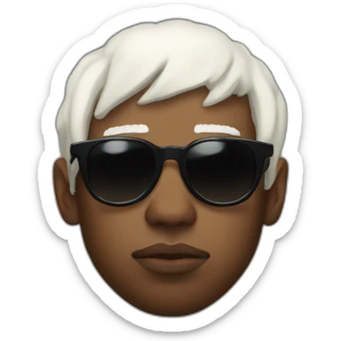 tyler the creator with a short white wig and dark sunglasses looking looking annoyed side view sticker