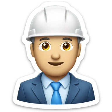 a white business man with a blue house builder helnmet sticker