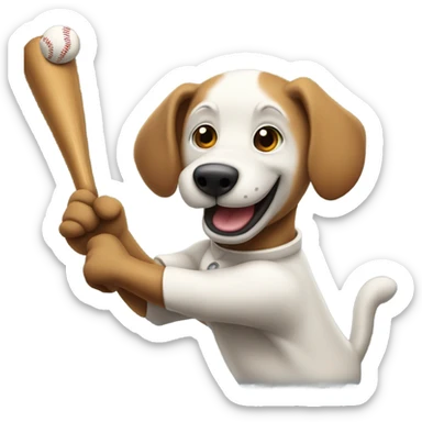 A dog hitting a home run  sticker