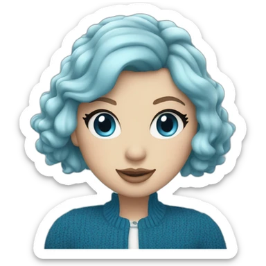 Taylor Swift wearing cardigan with blue hearts and with ocean blue hair sticker