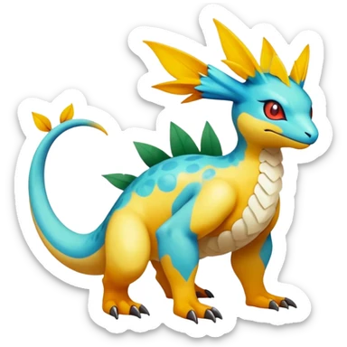cool exotic fantasy-creature-Fakémon-Pokémon, full body, with markings sticker