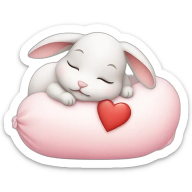 baby rabbit sleeping with heart sticker