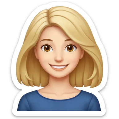 A woman with shoulder length hair, smiling warmly sticker