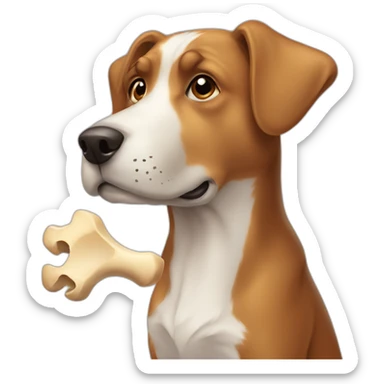 dog thinking about the bone sticker