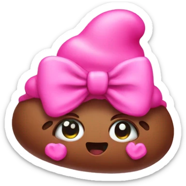 Pink poop with pink bow sticker