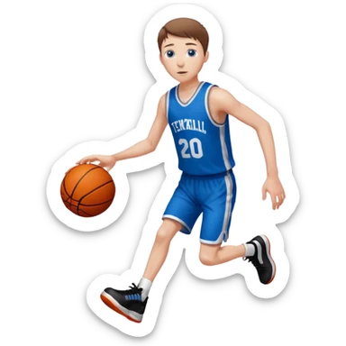 Tall, white, skinny, playing basketball, brown short hair, blue eyes sticker